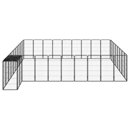 38-Panel Dog Playpen Black 50x100 cm Powder-coated Steel Kings Warehouse 