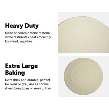 38cm XL Pizza & Baking Stone for BBQ/Oven/Grill KingsWarehouse 