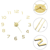 3D Wall Clock Modern Design 100 cm XXL Gold Kings Warehouse 