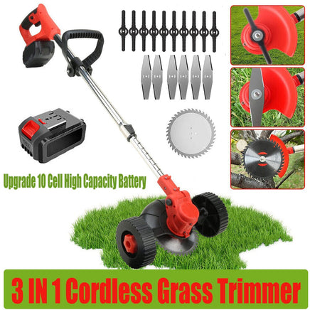 3in1 Cordless Grass Trimmer Grass Lawn Brush Cutter Whipper Snipper with 2 Battery Kings Warehouse 