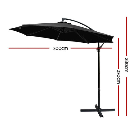 3M Cantilevered Outdoor Umbrella - Black Kings Warehouse 