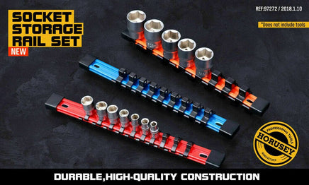 3Pc Double-Side Sockets Holder Tool Organizer Rails WorkShop Rack 1/4" 3/8" 1/2" Kings Warehouse 