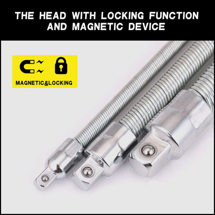 3PC Flexible Socket Extension Bars Shaft Set 1/2" 1/4" 3/8" Drive 10" 8" 6" Long Kings Warehouse 