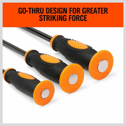 3Pc Impact Pry Bar Set Crowbars Nail Puller Go-Through Hammer Head Mechanic New Kings Warehouse 