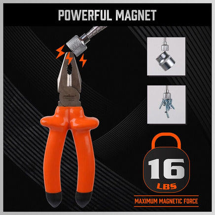 3Pc Magnetic Pick Up Tool Swivel Inspection Mirror Flexible Telescope LED Light Kings Warehouse 