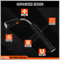 3Pc Magnetic Pick Up Tool Swivel Inspection Mirror Flexible Telescope LED Light Kings Warehouse 