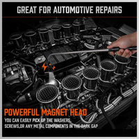 3Pc Magnetic Pick Up Tool Swivel Inspection Mirror Flexible Telescope LED Light Kings Warehouse 