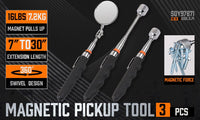 3Pc Magnetic Pick Up Tool & Swivel Inspection Mirror Telescoping Rod Heavy Duty Kings Warehouse 