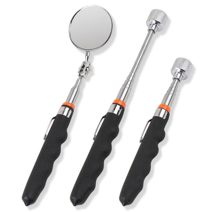 3Pc Magnetic Pick Up Tool & Swivel Inspection Mirror Telescoping Rod Heavy Duty Kings Warehouse 