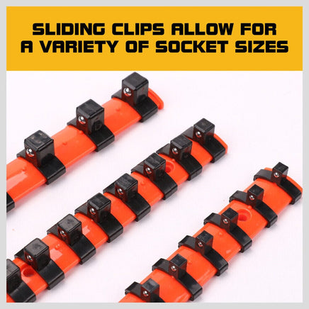 3Pc Mixed Socket Holder Set Storage Rails 1/2" 3/8" 1/4" Drive Grip Organiser Kings Warehouse 