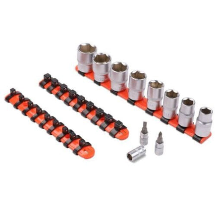 3Pc Mixed Socket Holder Set Storage Rails 1/2" 3/8" 1/4" Drive Grip Organiser Kings Warehouse 