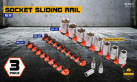 3Pc Mixed Socket Holder Set Storage Rails 1/2" 3/8" 1/4" Drive Grip Organiser Kings Warehouse 