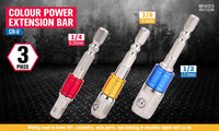 3Pc Socket Bit Adaptor Set Drill Nut Driver Power Extension Bars 1/4" 3/8" 1/2" Kings Warehouse 