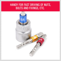 3Pc Socket Bit Adaptor Set Drill Nut Driver Power Extension Bars 1/4" 3/8" 1/2" Kings Warehouse 