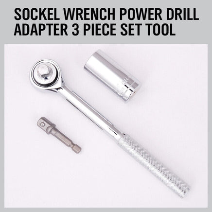 3Pc Universal Socket Wrench Set Power Drill Adaptor Gator Grip Size 7mm to 19mm Kings Warehouse 
