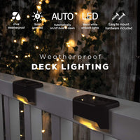 4 Pack SolarPower Deck Lights Outdoor Step Lights Waterproof LED lights Kings Warehouse 