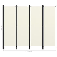 4-Panel Room Divider Cream White 200x180 cm Kings Warehouse 