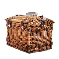 4 Person Picnic Basket Baskets Wicker Deluxe Outdoor Insulated Blanket Camping Supplies Kings Warehouse 