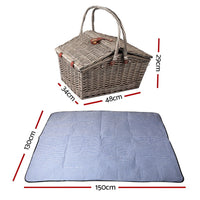 4 Person Picnic Basket Deluxe Baskets Outdoor Insulated Blanket Camping Supplies Kings Warehouse 