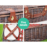 4 Person Picnic Basket Wicker Picnic Set Outdoor Insulated Blanket Camping Supplies Kings Warehouse 