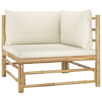 4 Piece Garden Lounge Set with Cream White Cushions Bamboo Outdoor Furniture Kings Warehouse 