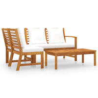 4 Piece Garden Lounge Set with Cushion Cream Solid Acacia Wood Kings Warehouse 