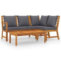 4 Piece Garden Lounge Set with Cushion Solid Acacia Wood Outdoor Furniture Kings Warehouse 