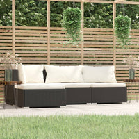4 Piece Garden Lounge Set with Cushions Black Poly Rattan garden supplies Kings Warehouse 