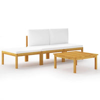 4 Piece Garden Lounge Set with Cushions Cream Solid Acacia Wood Outdoor Furniture Kings Warehouse 