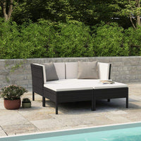 4 Piece Garden Lounge Set with Cushions Poly Rattan Black Kings Warehouse 