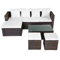 4 Piece Garden Lounge Set with Cushions Poly Rattan Brown Kings Warehouse 