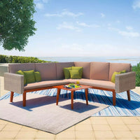 4 Piece Garden Lounge Set with Cushions Poly Rattan Grey Kings Warehouse 