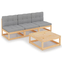 4 Piece Garden Lounge Set with Cushions Solid Pinewood Kings Warehouse 