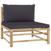 4 Piece Garden Lounge Set with Dark Grey Cushions Bamboo Outdoor Furniture Kings Warehouse 