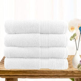 4 piece ultra light cotton bath towels in white Kings Warehouse 