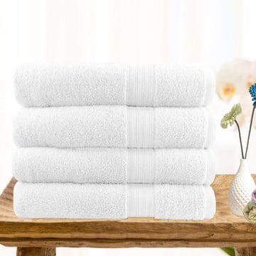4 piece ultra light cotton bath towels in white Kings Warehouse 