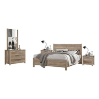 4 Pieces Bedroom Suite Natural Wood Like MDF Structure Double Size Oak Colour Bed, Bedside Table & Dresser Bedroom Furniture Kings Warehouse 