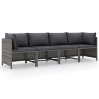 4-Seater Garden Sofa with Cushions Grey Poly Rattan garden supplies Kings Warehouse 