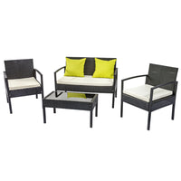 4 Seater Sofa Set Outdoor Furniture Lounge Setting Wicker Chairs Table Rattan Lounger Bistro Patio Garden Cushions Black Outdoor Kings Warehouse 