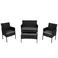 4 Seater Wicker Outdoor Lounge Set - Black garden supplies Kings Warehouse 