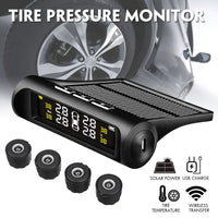 4 Sensor Solar Wireless TPMS Car Tire Tyre Pressure System Monitoring External Kings Warehouse 