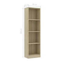 4-Tier Book Cabinet Sonoma Oak 40x24x142 cm Storage Supplies Kings Warehouse 