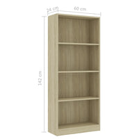 4-Tier Book Cabinet Sonoma Oak 60x24x142 cm Living room Kings Warehouse 