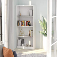 4-Tier Book Cabinet White 60x24x142 cm