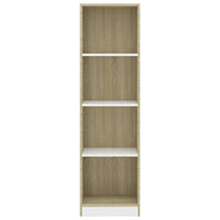 4-Tier Book Cabinet White and Sonoma Oak 40x24x142 cm Storage Supplies Kings Warehouse 