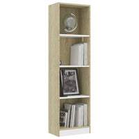 4-Tier Book Cabinet White and Sonoma Oak 40x24x142 cm Storage Supplies Kings Warehouse 