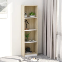 4-Tier Book Cabinet White and Sonoma Oak 40x24x142 cm