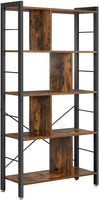 4-Tier Industrial Bookshelf Stable Iron Frame, Rustic Brown Storage Supplies Kings Warehouse 
