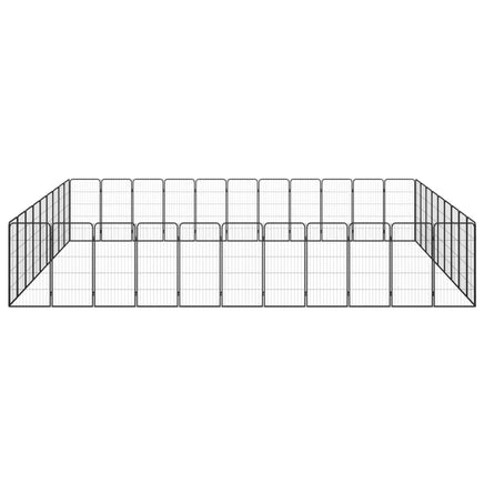 40-Panel Dog Playpen Black 50x100 cm Powder-coated Steel Kings Warehouse 