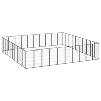 40-Panel Dog Playpen Black 50x100 cm Powder-coated Steel Kings Warehouse 